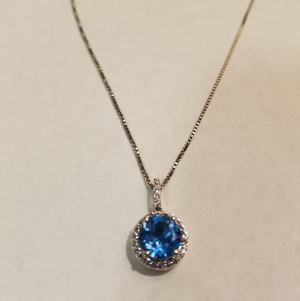 SS Blue Topaz Stone Necklace 💎 Never worn 💎